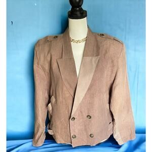 Vintage 80s Z Cavaricci Crop Blazer Jacket New Wave WOMENS Taupe Brown S USA